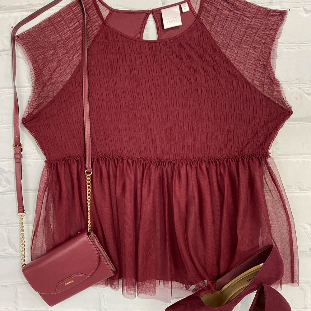 Wine Color Party Top - Picture 3 of 11
